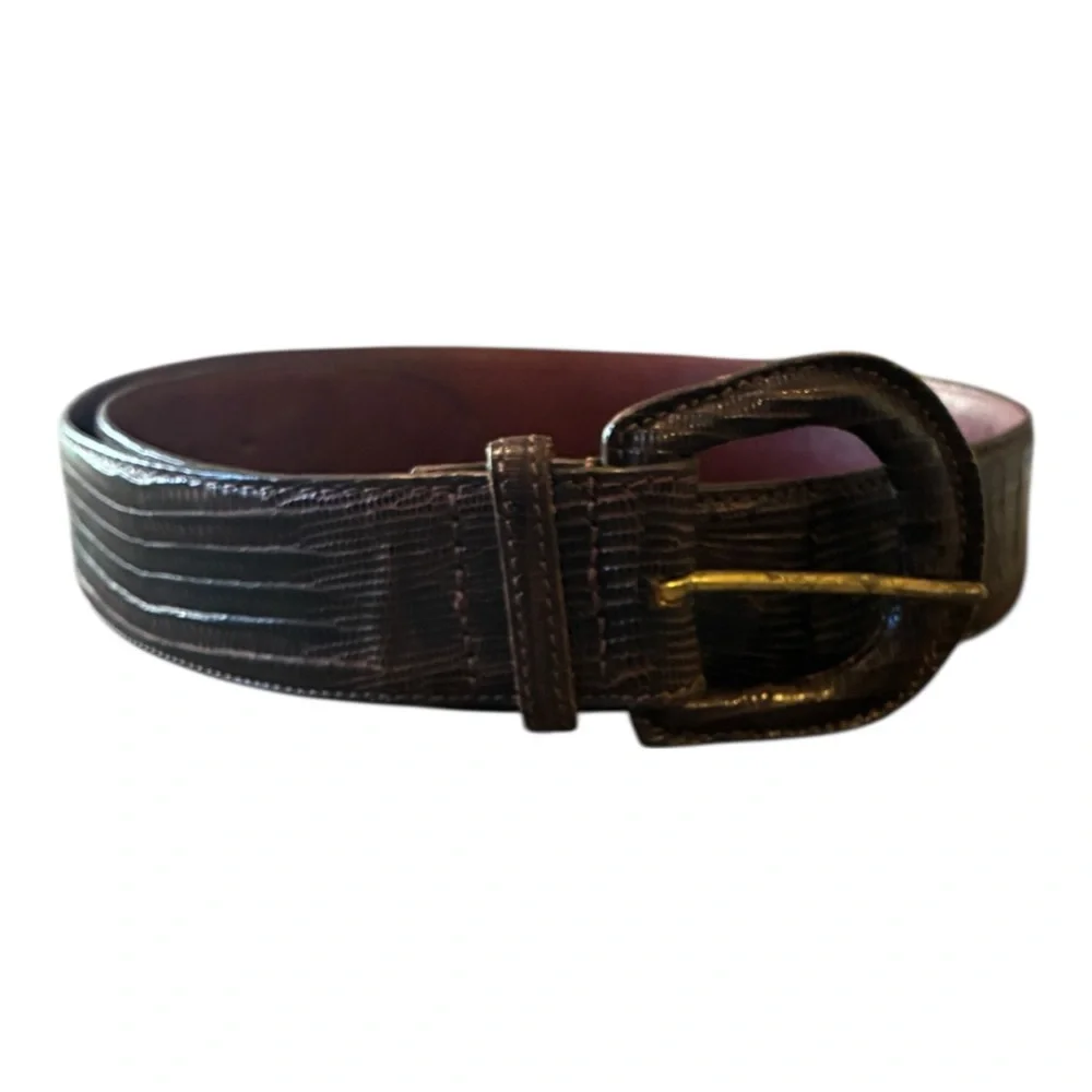 VTG Polo Ralph Lauren Genuine Lizard Skin Belt 34 Brown 40039B